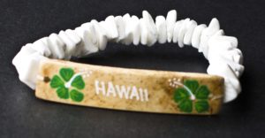 PUKA SHELL BRACELET - COCONUT WOOD TAG - HAWAII