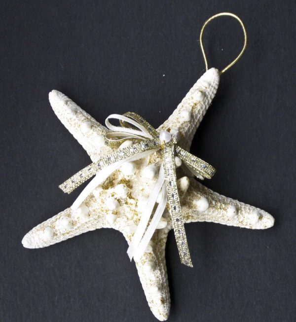 White Horned Starfish Christmas Ornament