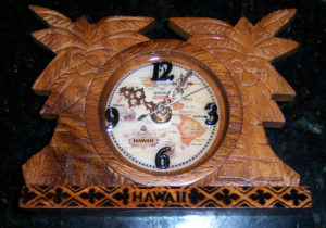 Palm Tree Clock with Hawaiian Island Map