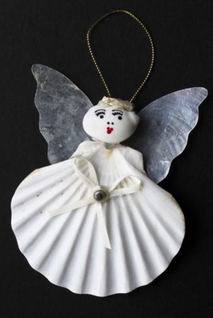 Flat Pecten Shell Angel Christmas Ornament