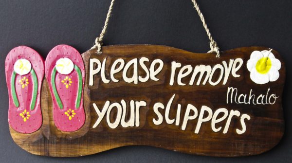 Please Remove Your Slippers Wooden Sign