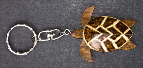 Turtle Keychain Natural Wood