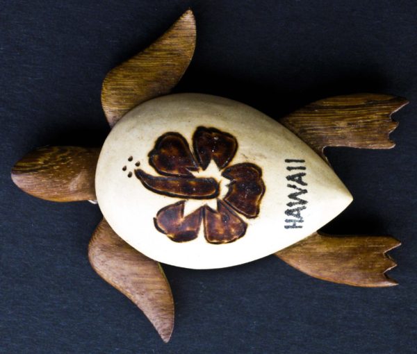 Turtle Magnets - Natural Wood Colors - Hawaiian Hibiscus