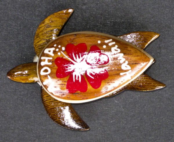 TURTLE MAGNET - HIBISCUS ALOHA HAWAII - RED