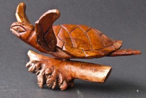 Turtle on Reef Wooden Sculpture